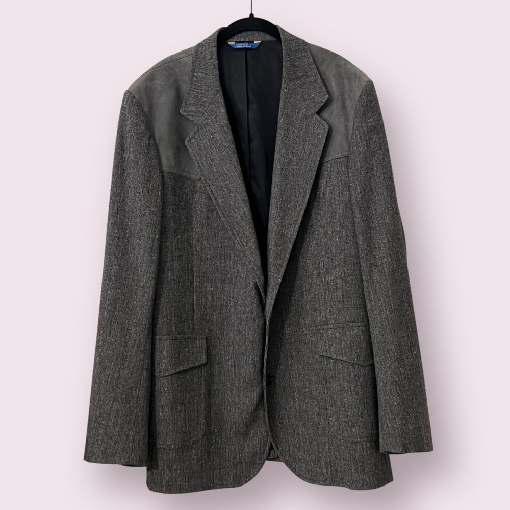 Pendleton Mens 46T Wool Tweed Sport Coat Blazer Brown Herringbone USA XL Tall